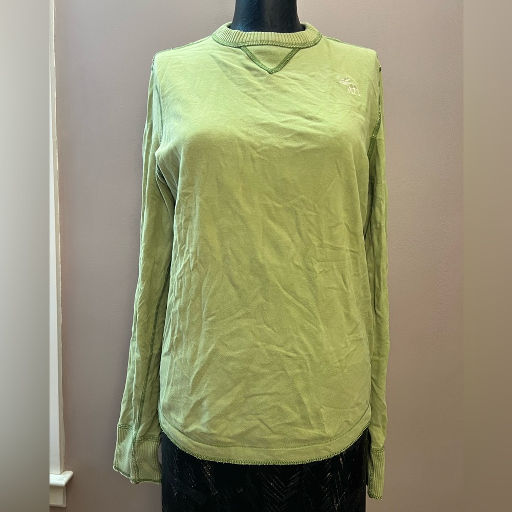 Vintage Abercrombie & Fitch Green Wide Stitch Muscle Sweater 100% Cotton Size S